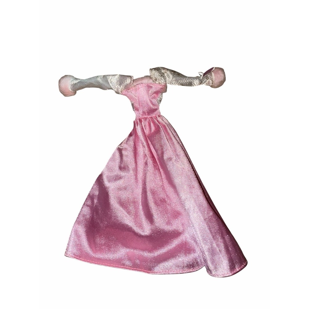 Homemade Vtg Pink Barbie 80's Dress Gown Puffy‎ Sleeves Vintage Doll Toy